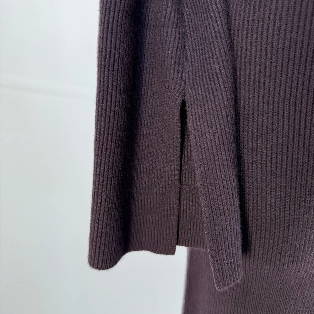 Crescent ASTOR LONG BELL SLEEVE MIDI Fitted SWEATER DRESS - PLUM Size M - Picture 10 of 16